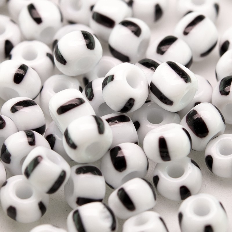 Czech Glass Seed Beads 6/0 Terra Marble Look  SPECKLE BLACK & WHITE   strands