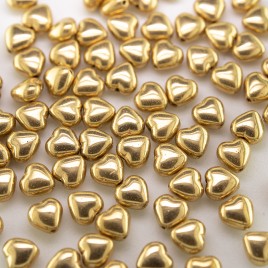 Gold Metallic Heart 6mm Pressed Czech Glass Bead