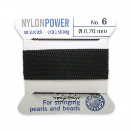 Griffin Nylon Power Bead Cord Black with integral needle 0.70mm Diameter