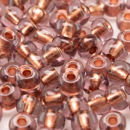 Light Purple glass, copper lined size 5/0 seed beads - Retail system