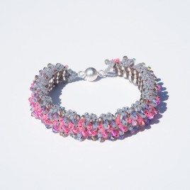 Mini Studio –  Ruffle Pink & Grey Bracelet Kit  Sterling Silver