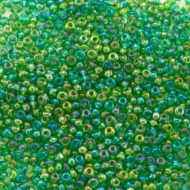 Preciosa Czech glass seed bead 15/0 Medium Green Transparent Rainbow