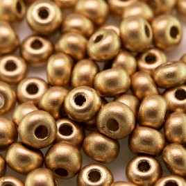 Preciosa Czech glass seed bead 5/0 Brushed Gold metallic coated