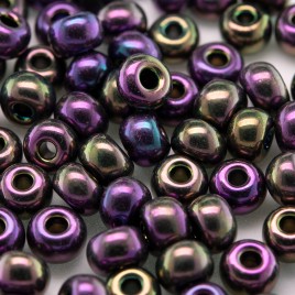 Preciosa Czech glass seed bead 5/0 Purple Iris iridescent metallic coated