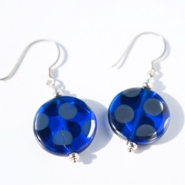 Sterling silver Cobalt Blue and Silver Disc Earrings