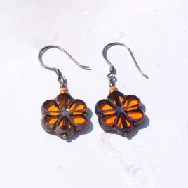 Sun Florice Bead Earrings - Sterling Silver (black finish) components.