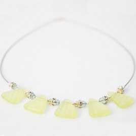 Wild Primrose Glass Bead Triangle Necklace - Sterling silver components